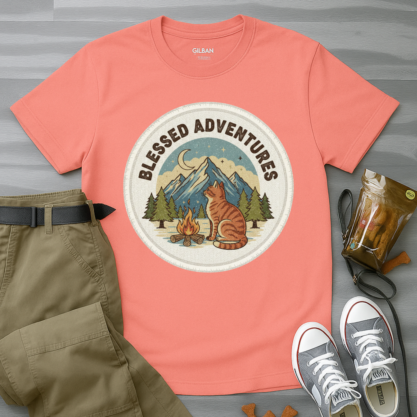 Blessed Adventure Cat Badge Dog T-Shirt
