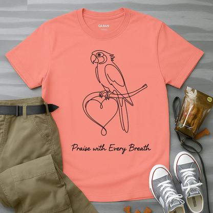 Praise With Every Breath Minimalist Parrot T-Shirt