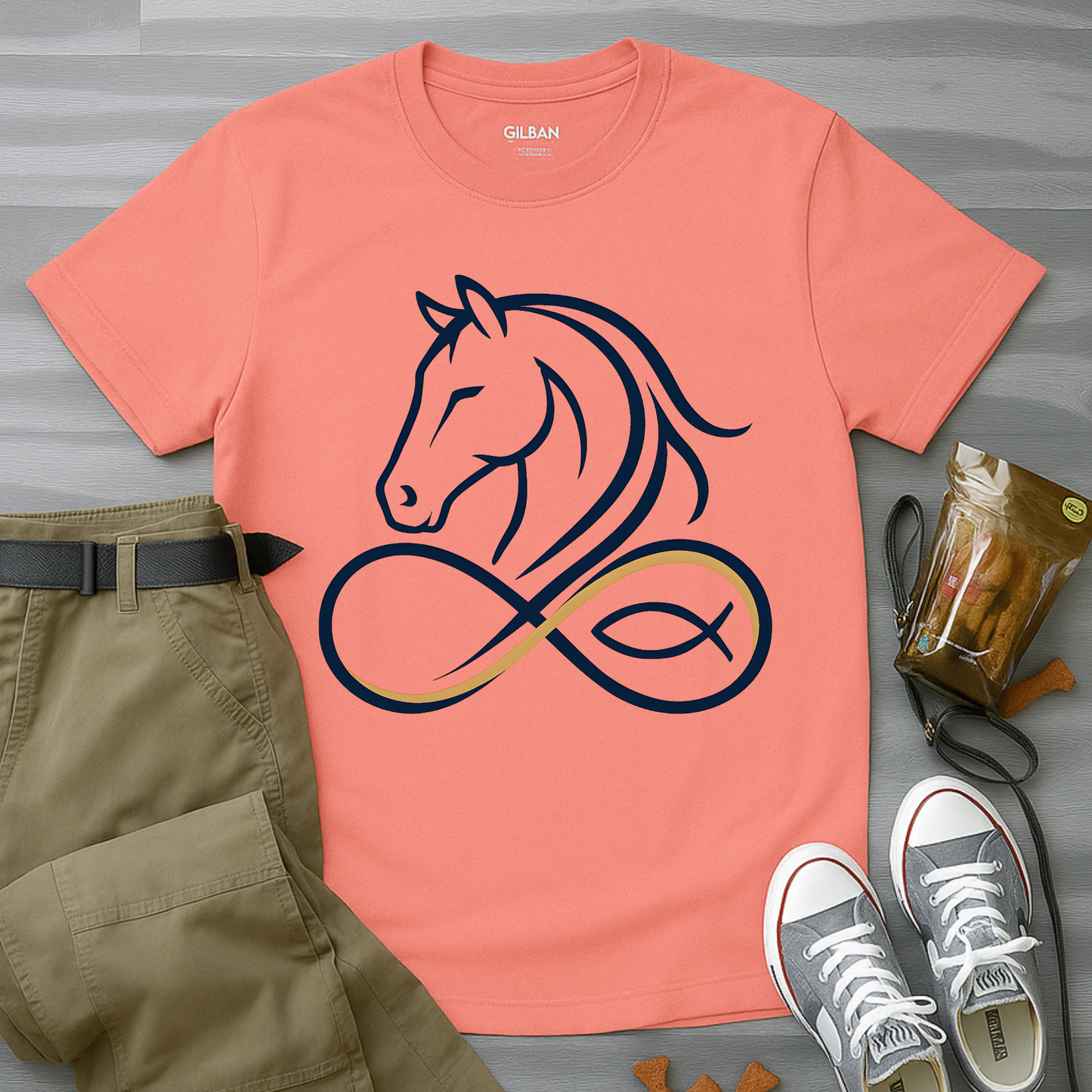 Minimal line horse head T-Shirt