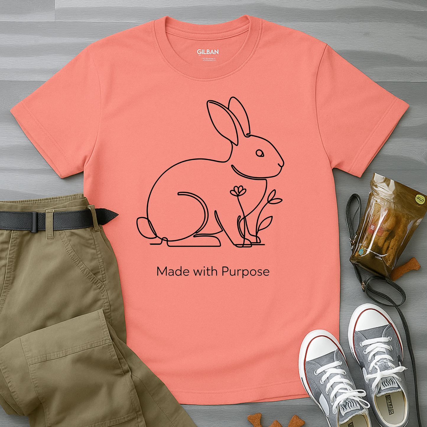 Made With Purpose Minimalist Rabbit T-Shirt
