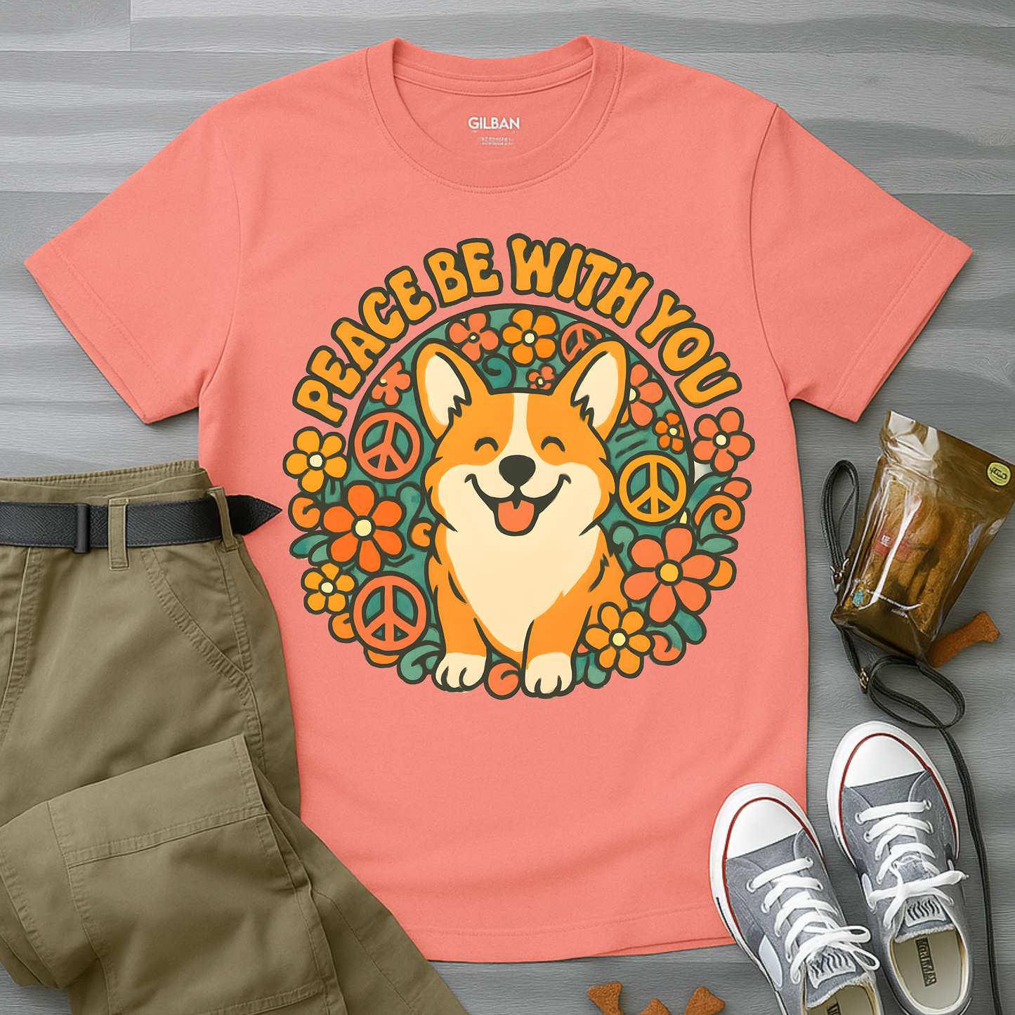 Peace Be With You Corgi T-Shirt