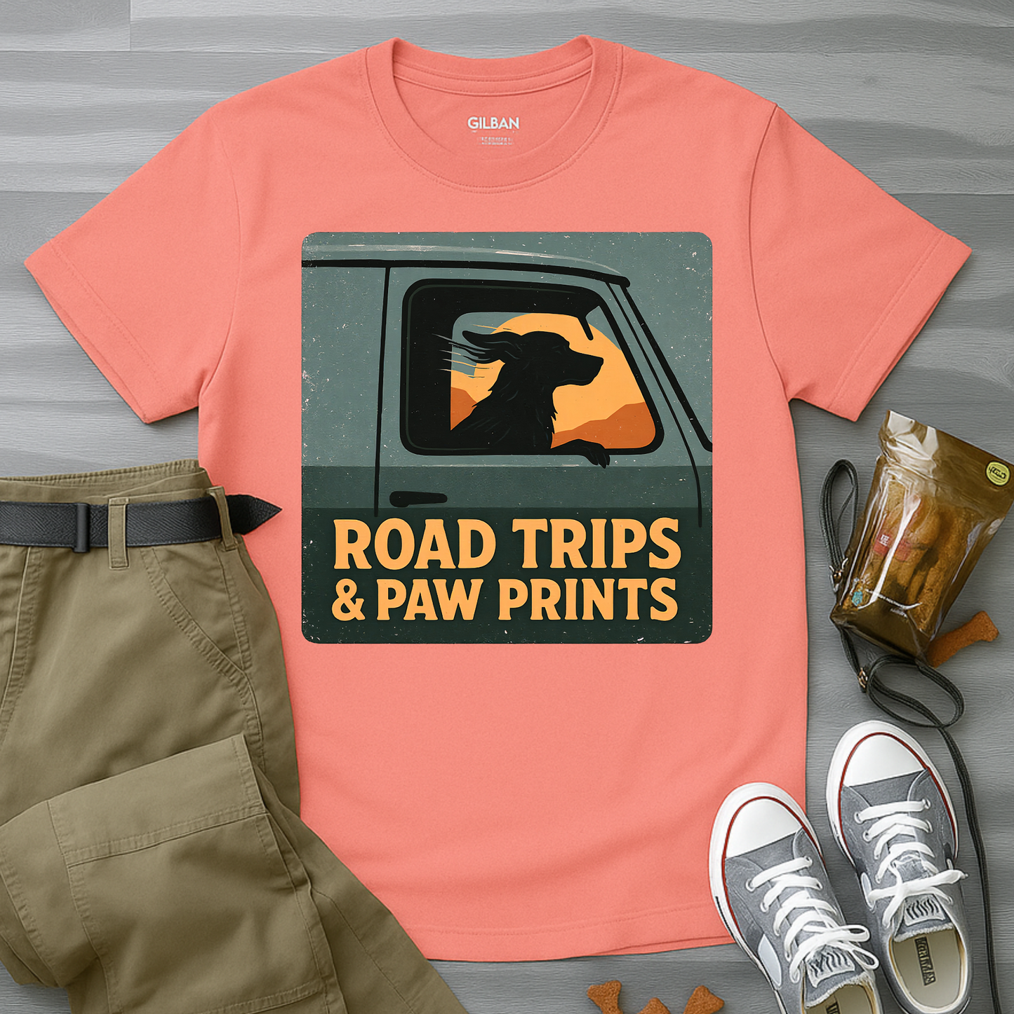 Road Trips And Paw Prints T-Shirt