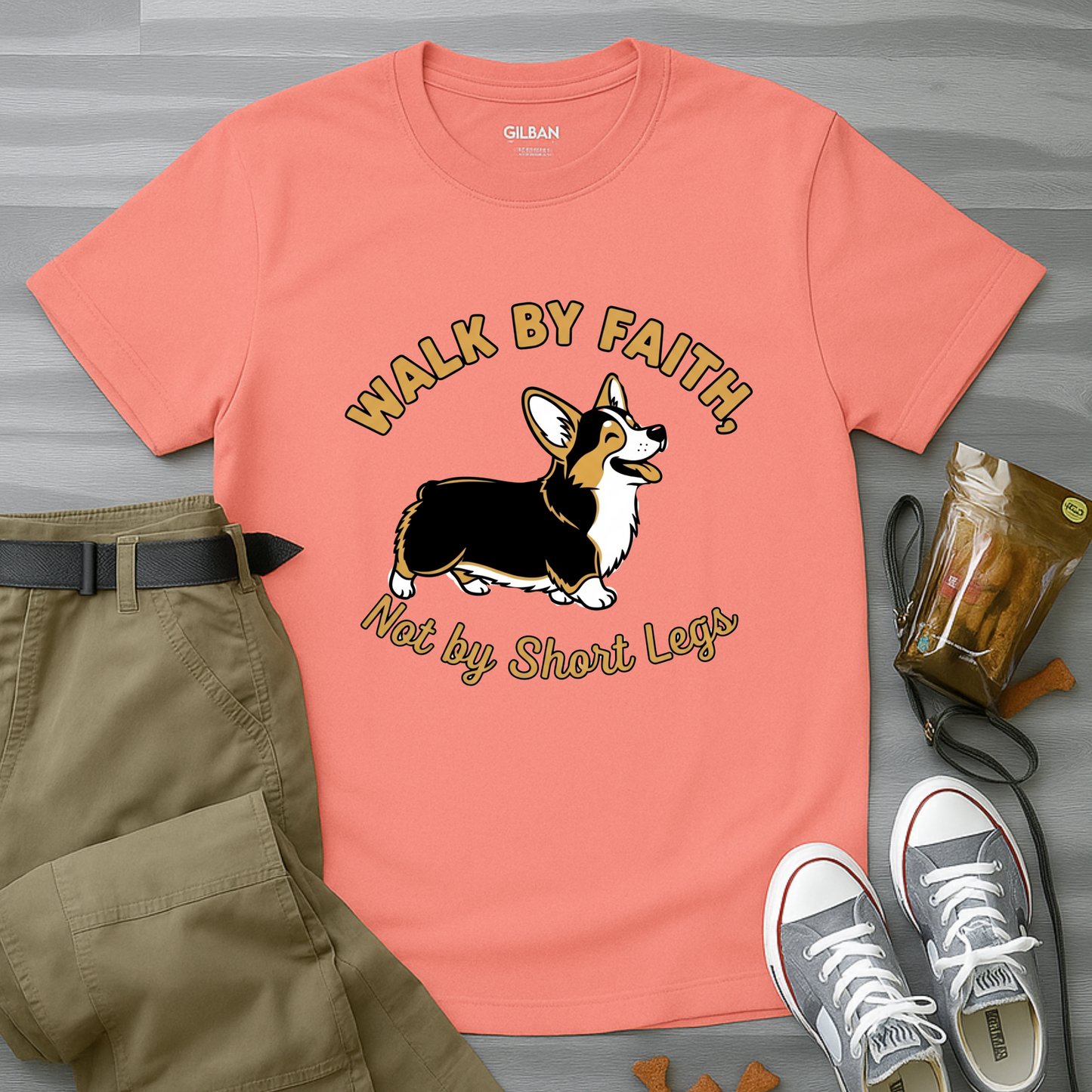 Walk By Faith Not By Short Legs Corgi T-Shirt