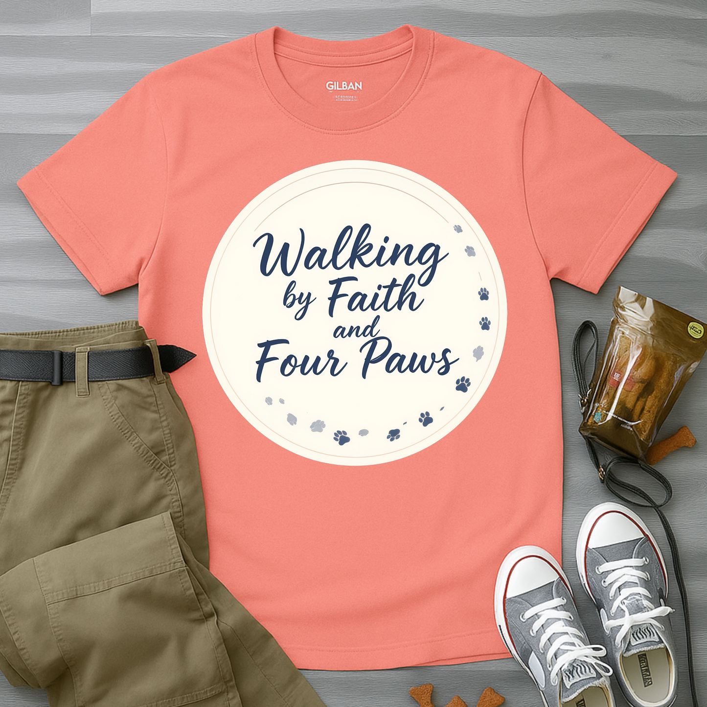 Walking By Faith And Four Paws T-Shirt