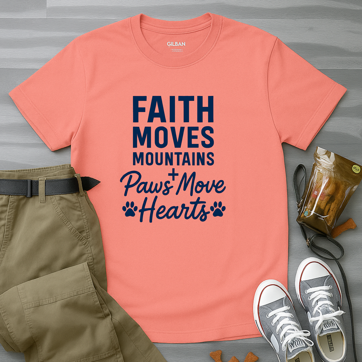 Faith Moves Mountains And Paws Moves Hearts T-Shirt