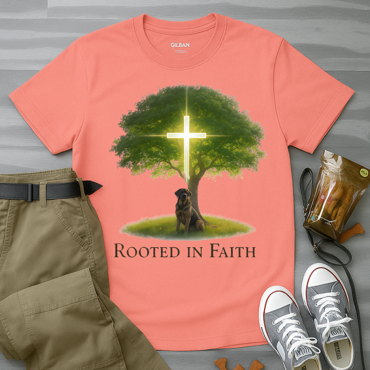 Rooted in Faith Tree Pup T-Shirt