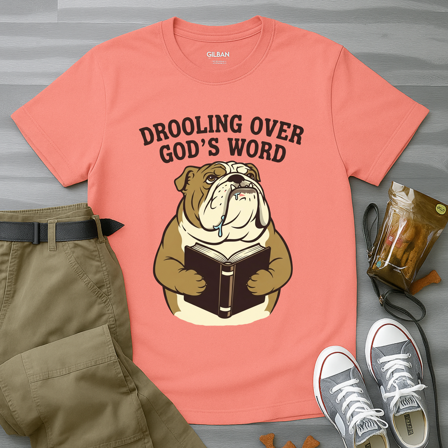 Drooling Over God’s Word Bulldog  T-Shirt