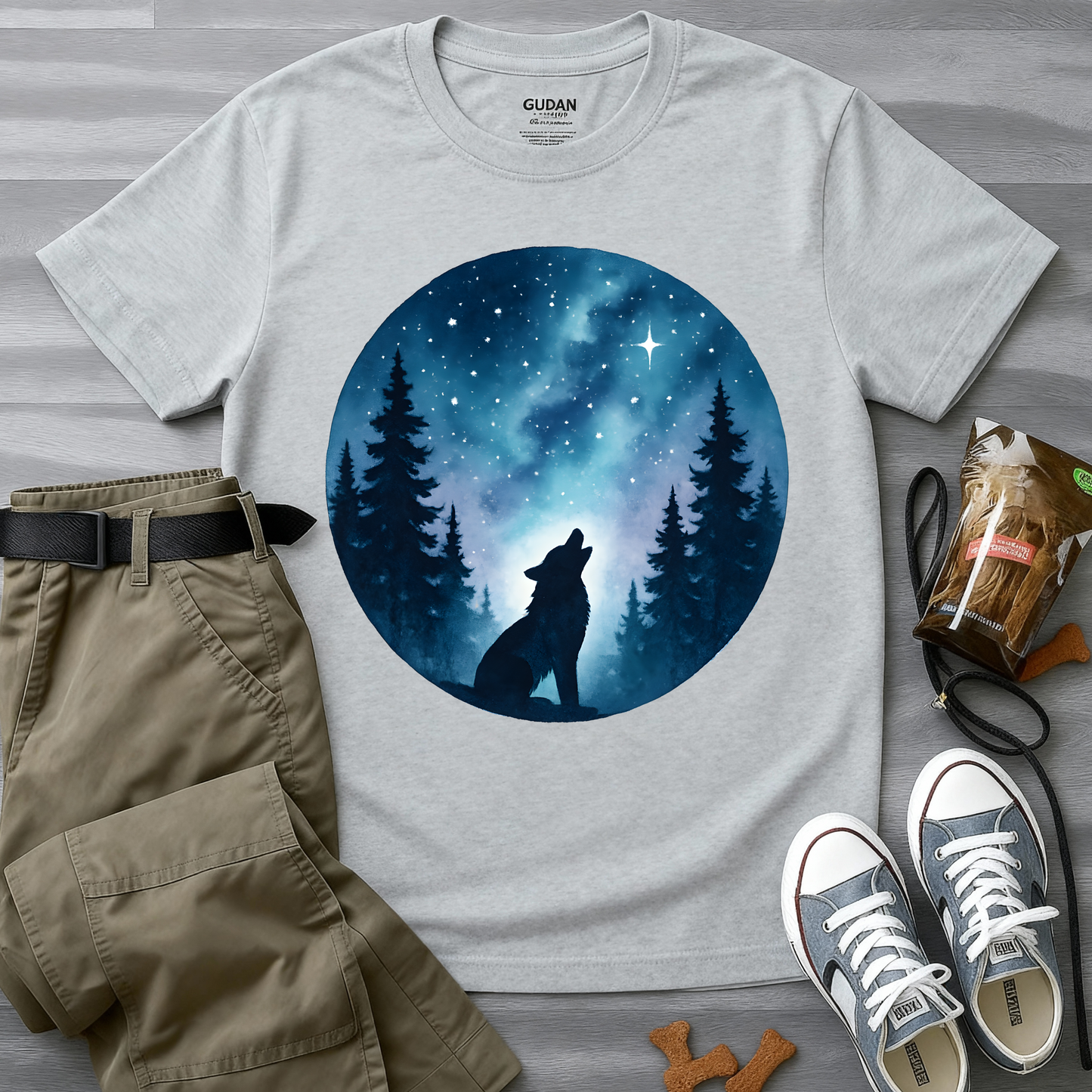 Howling Husky At The Stars T-Shirt