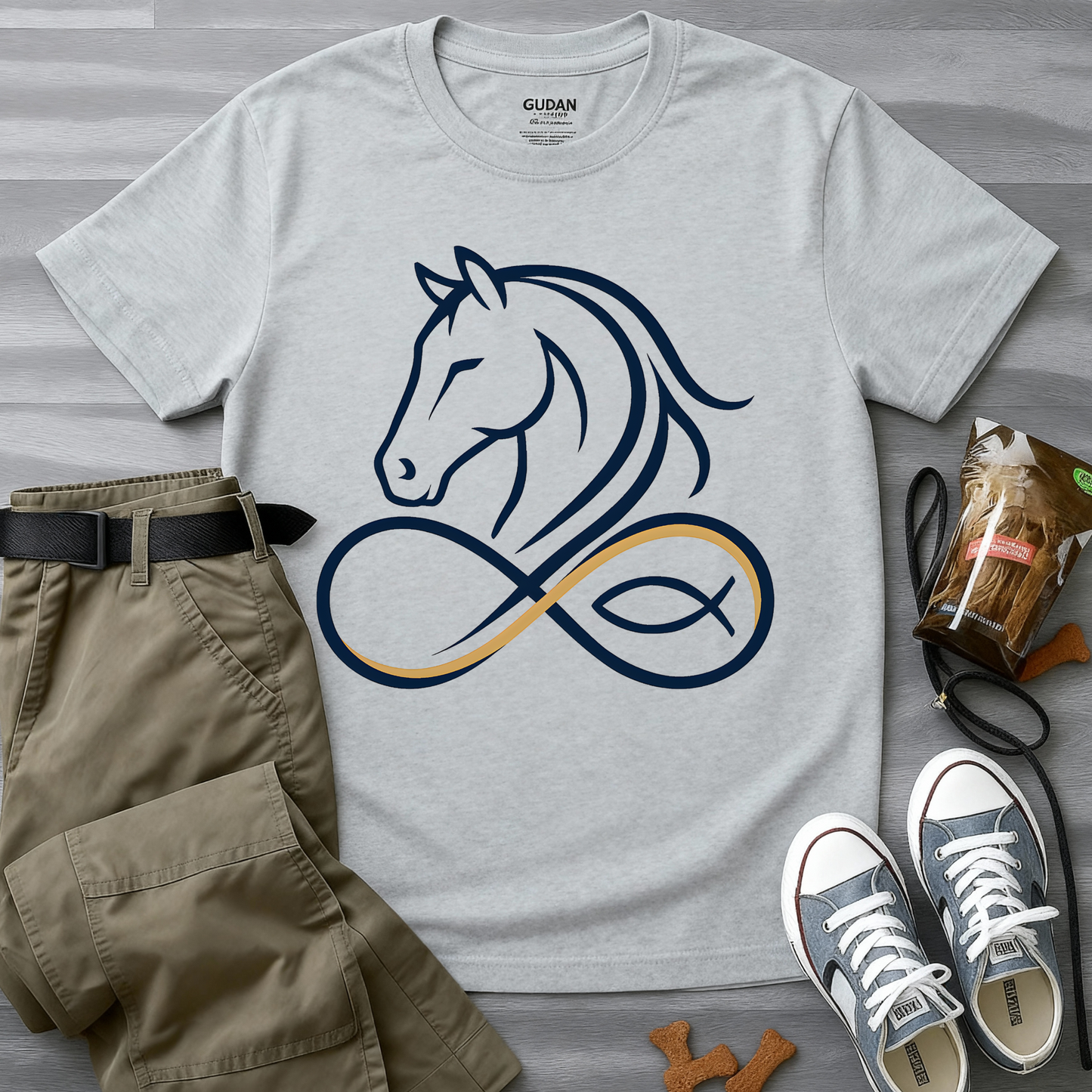 Minimal line horse head T-Shirt