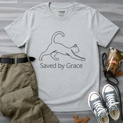 Saved By Grace Minimalist Cat T-Shirt