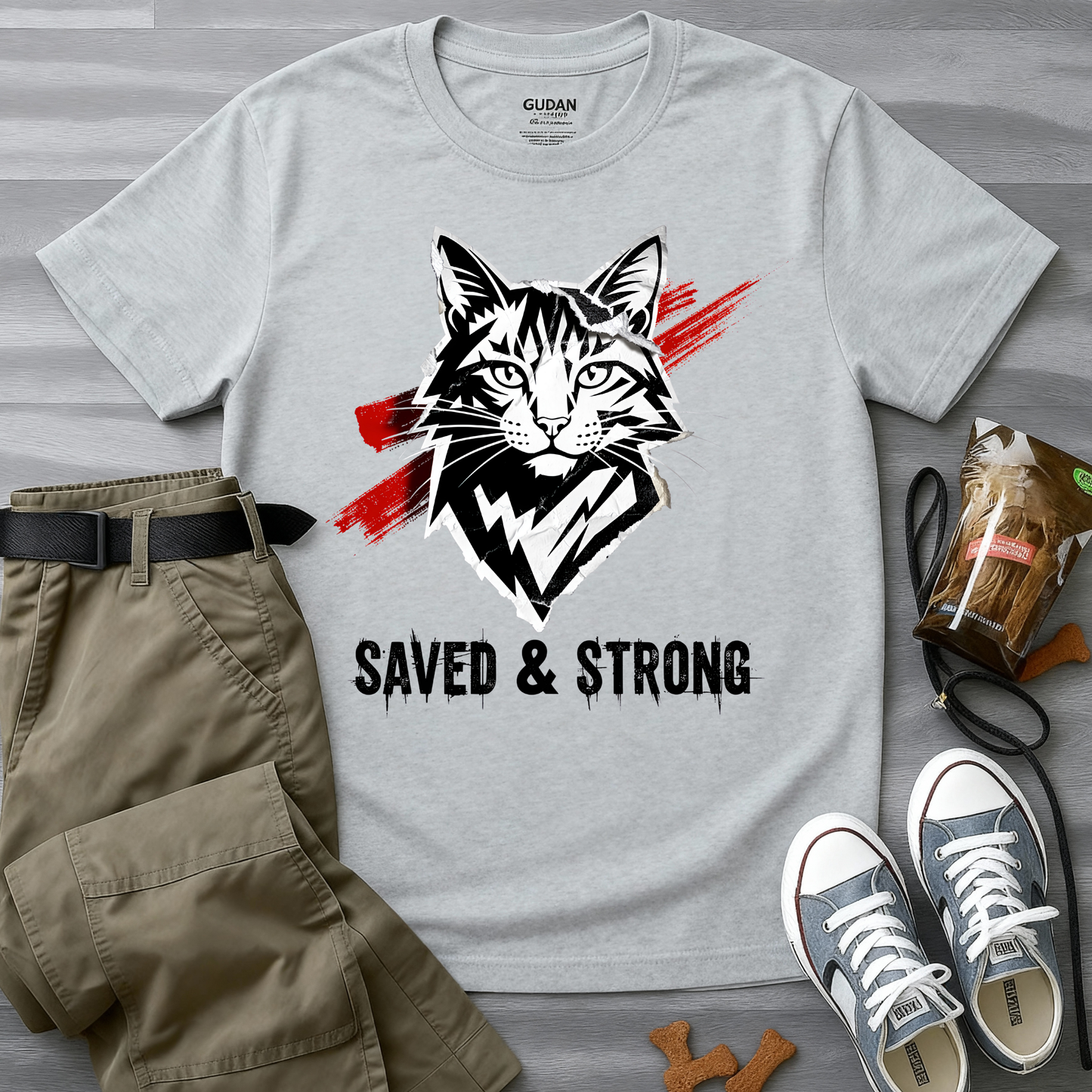 Punk Cat Saved And StrongT-Shirt