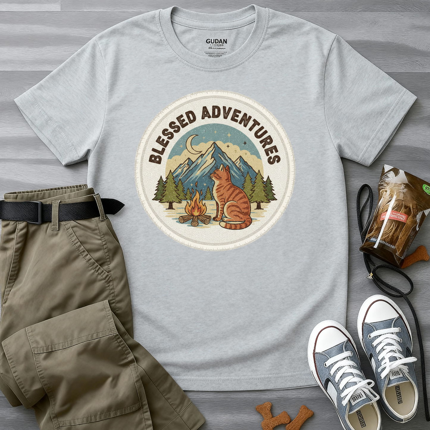 Blessed Adventure Cat Badge Dog T-Shirt
