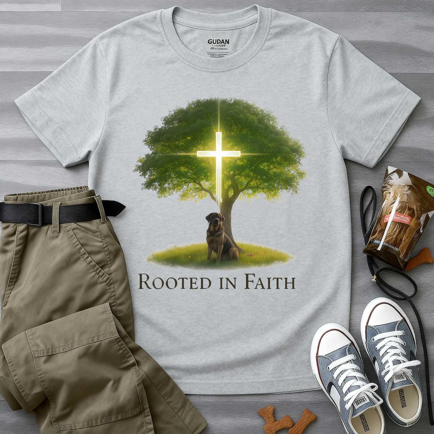 Rooted in Faith Tree Pup T-Shirt