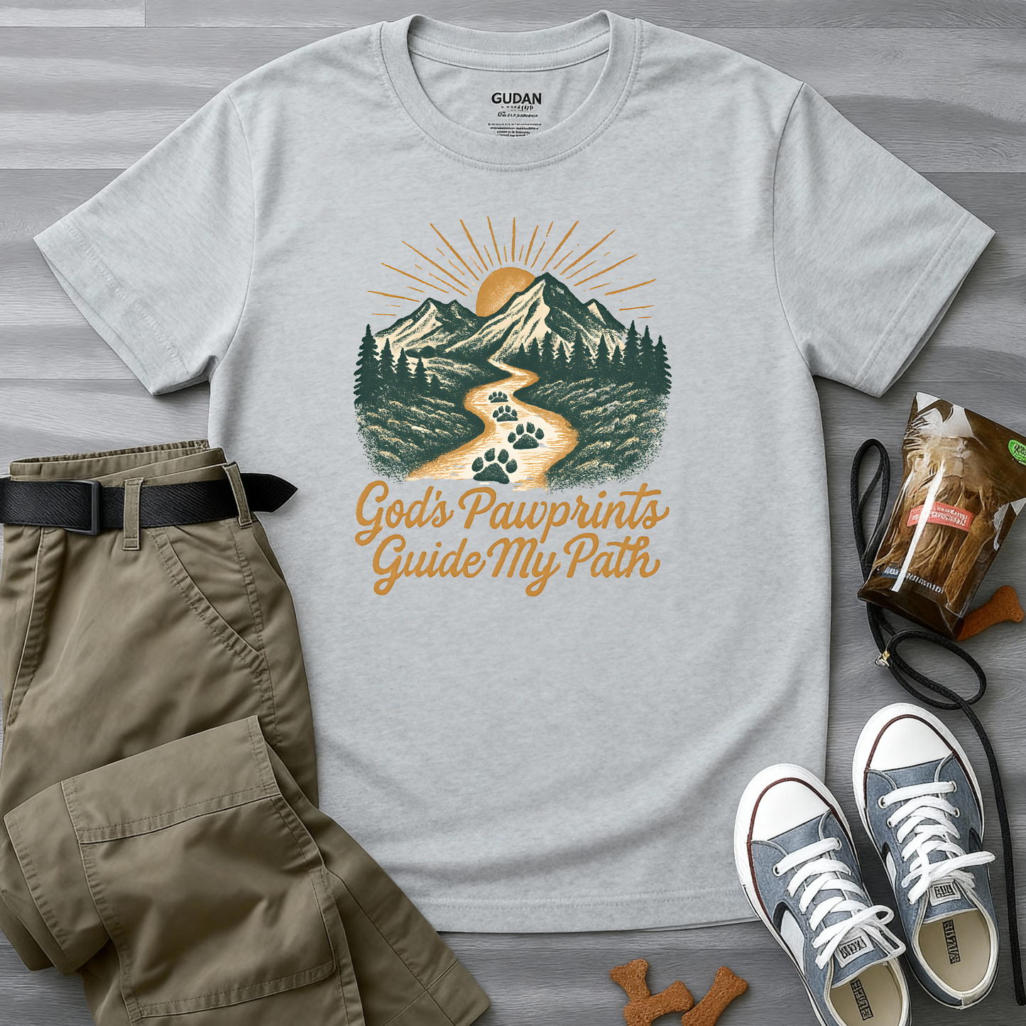 God's Pawprints Guide My Path T-Shirt