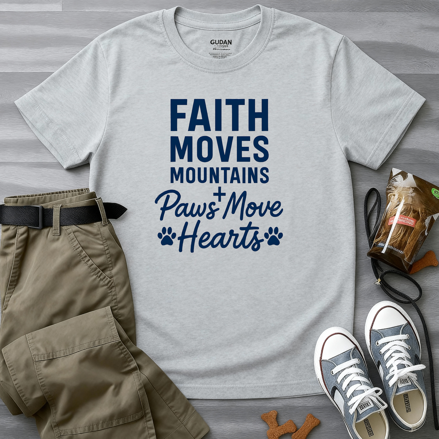 Faith Moves Mountains And Paws Moves Hearts T-Shirt