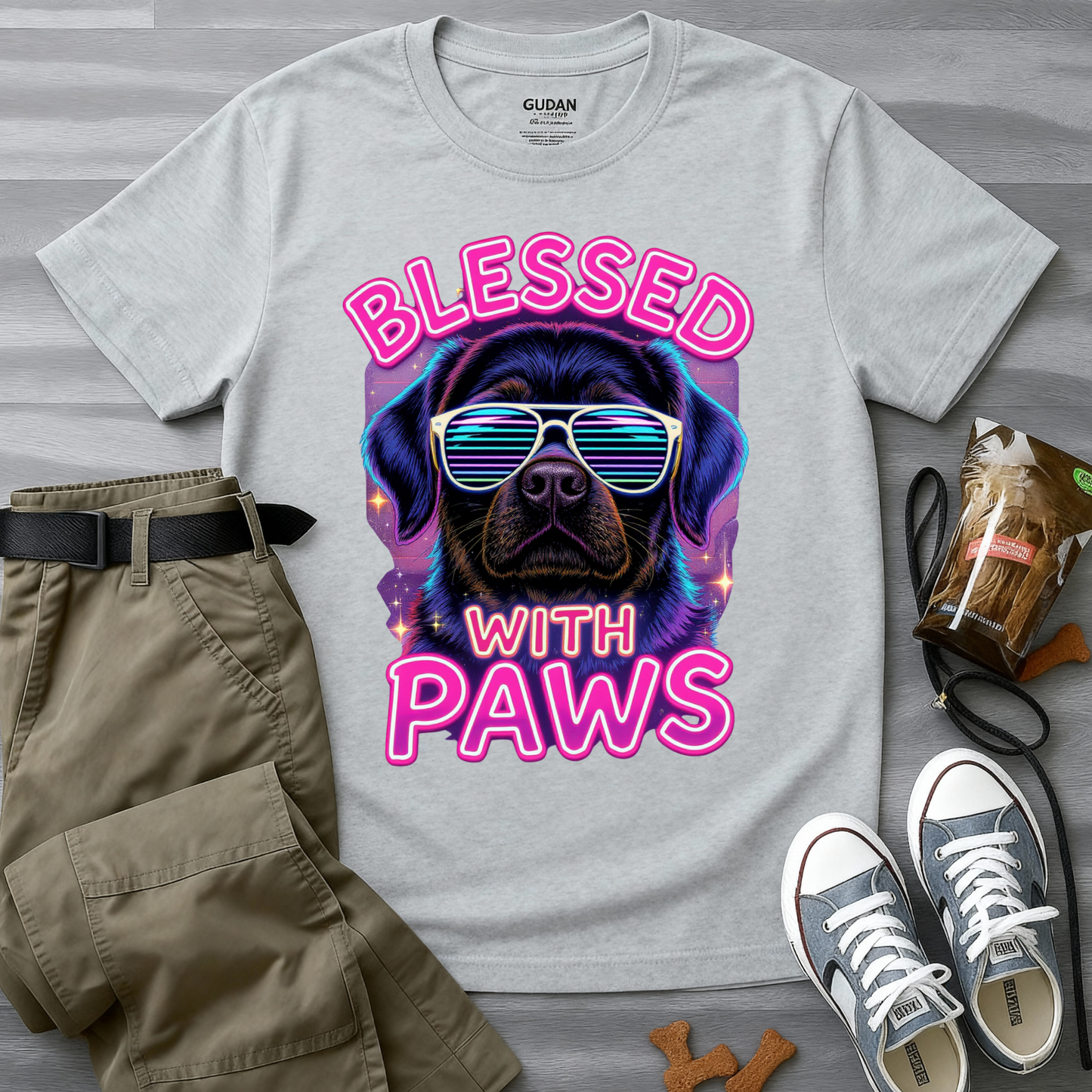 Blessed With Paws Neon T-Shirt