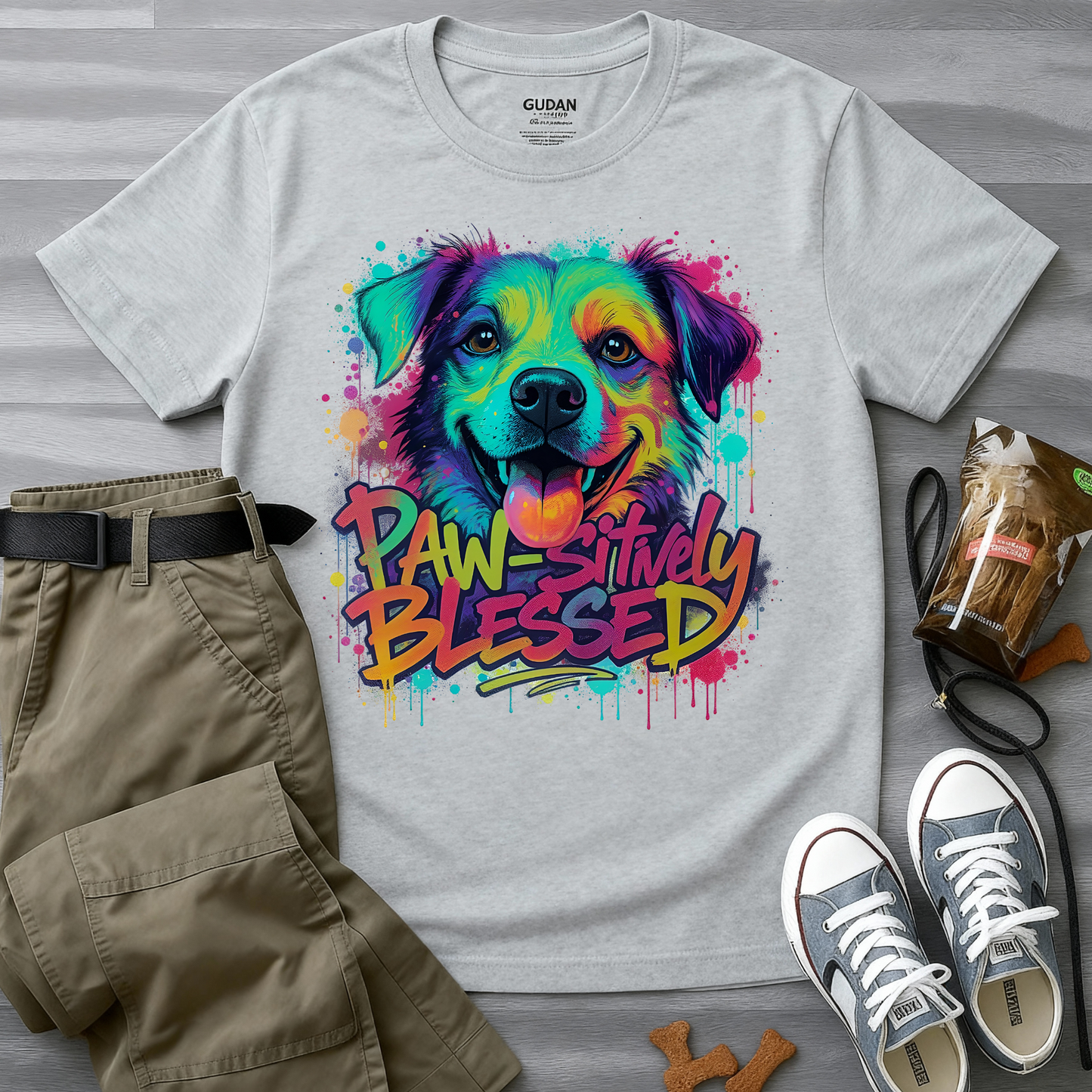Paw-sitively Blessed Paint Dog T-Shirt