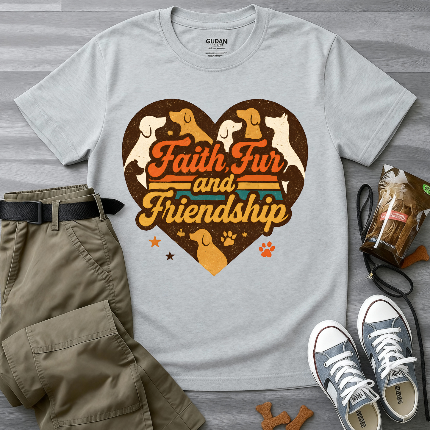 Faith Fur and Friendship Retro T-Shirt