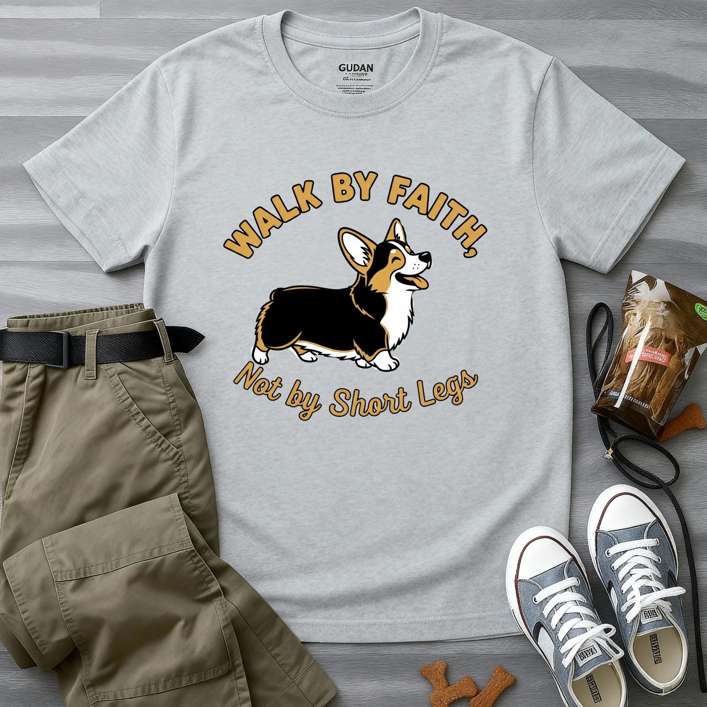 Walk By Faith Not By Short Legs Corgi T-Shirt