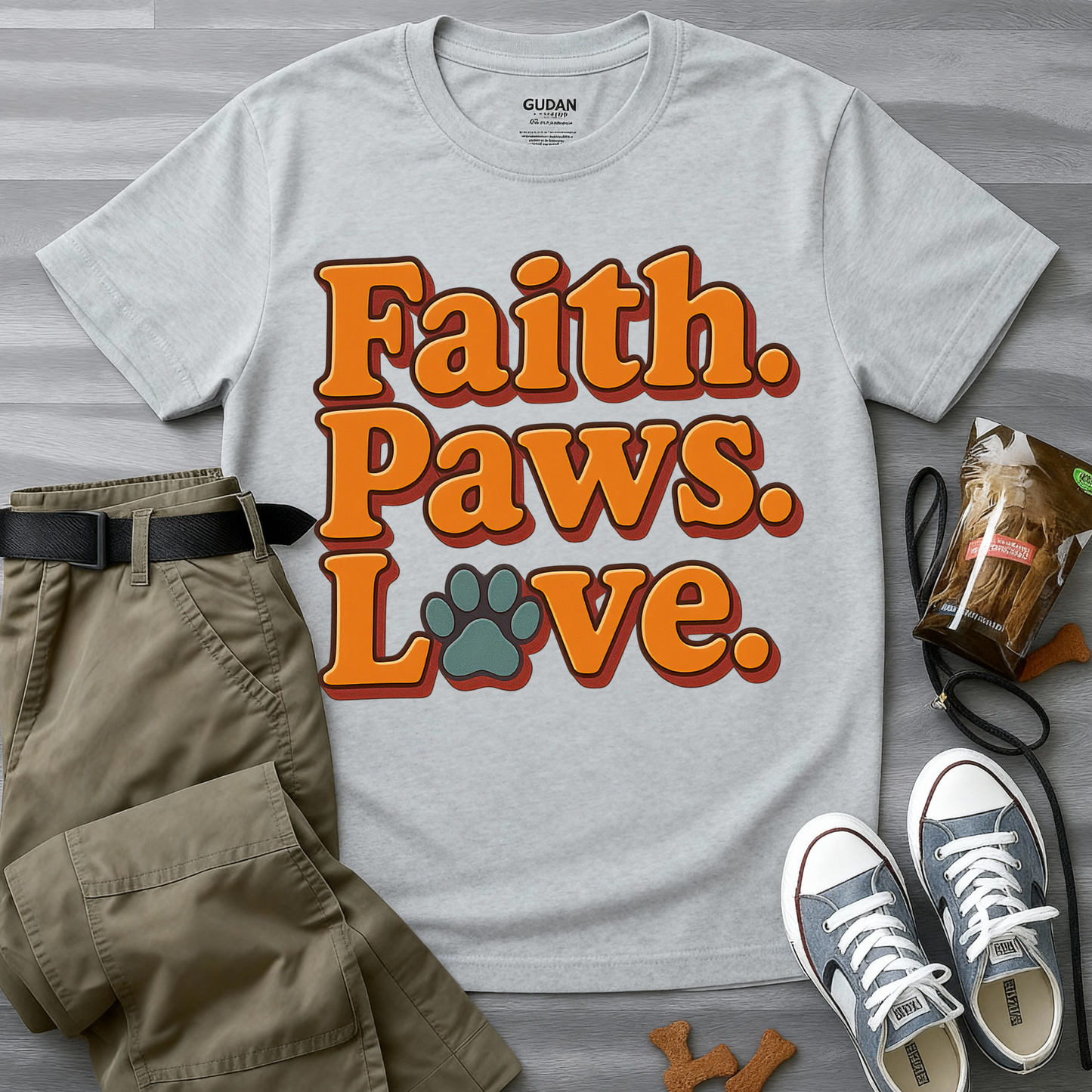 Faith Paws Love Retro T-Shirt