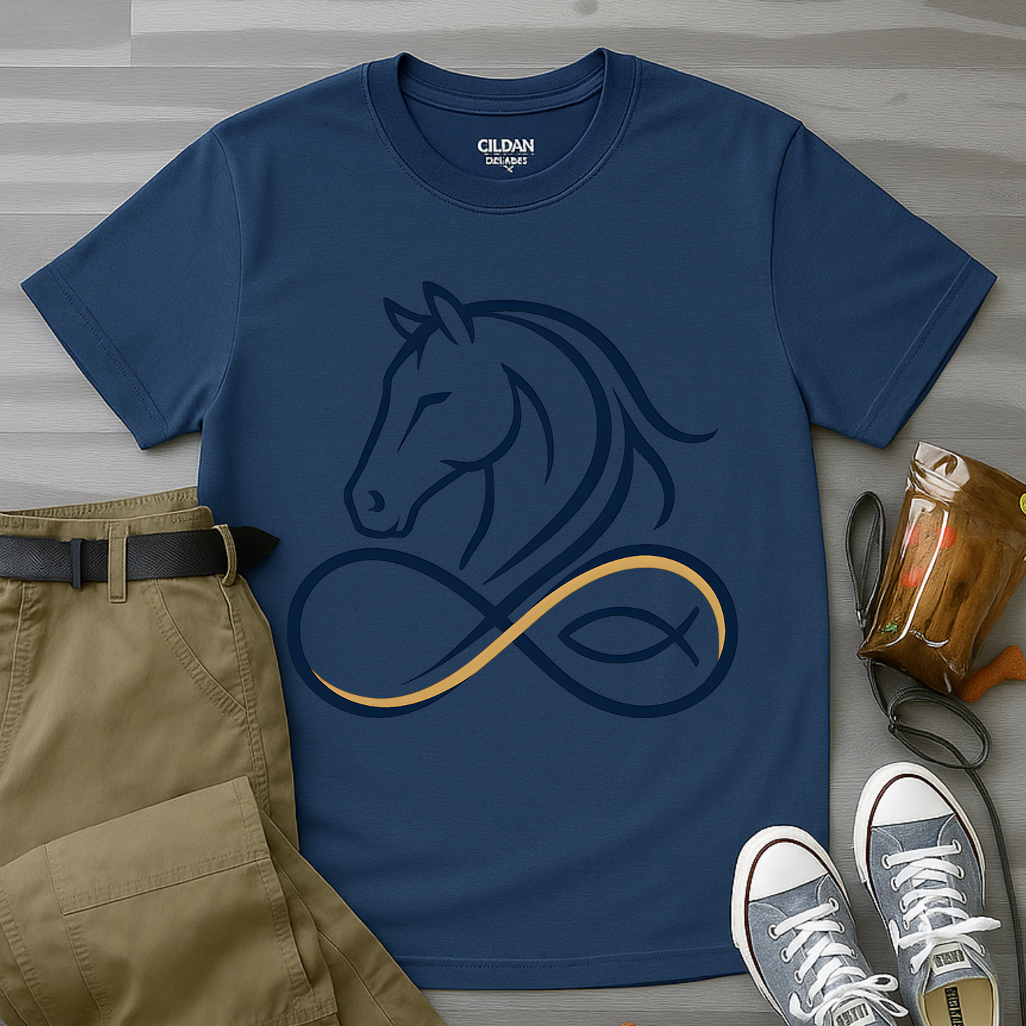 Minimal line horse head T-Shirt