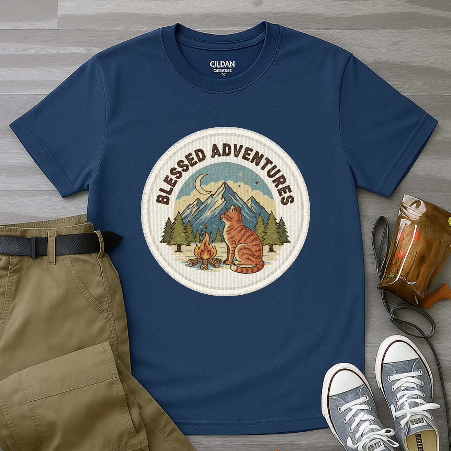 Blessed Adventure Cat Badge Dog T-Shirt