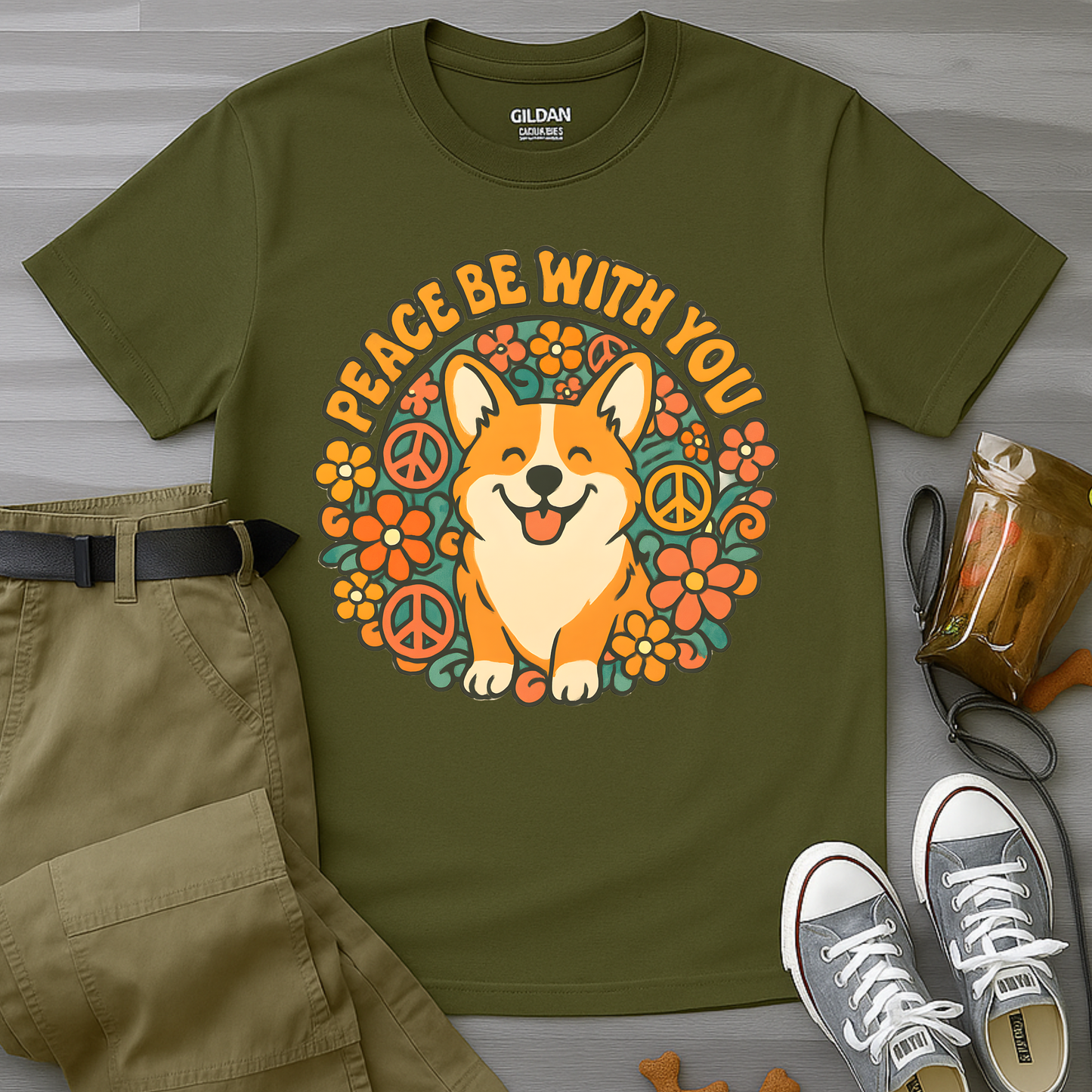 Peace Be With You Corgi T-Shirt