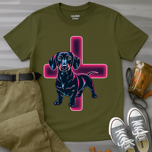 Neon Dachshund With CrossT-Shirt