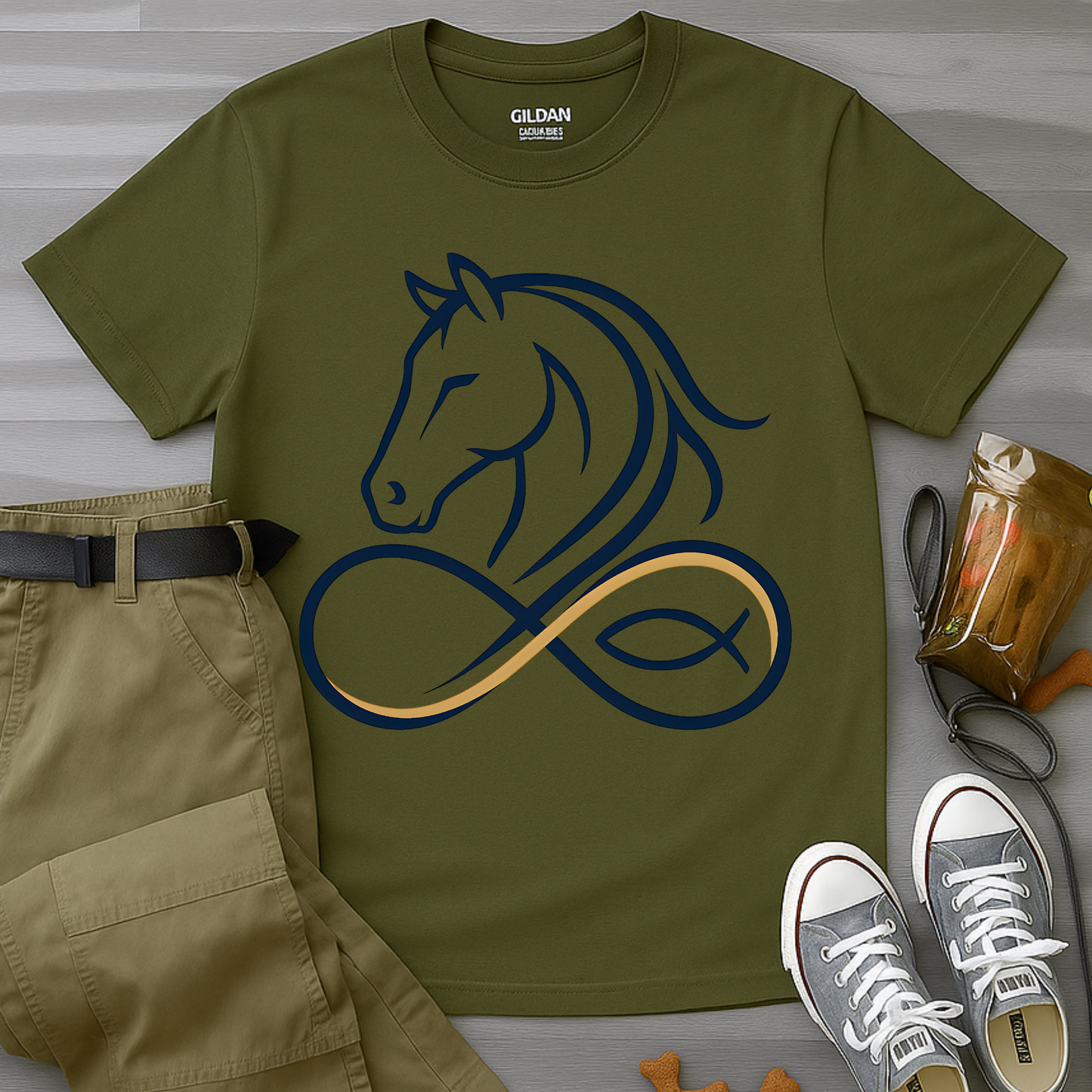 Minimal line horse head T-Shirt