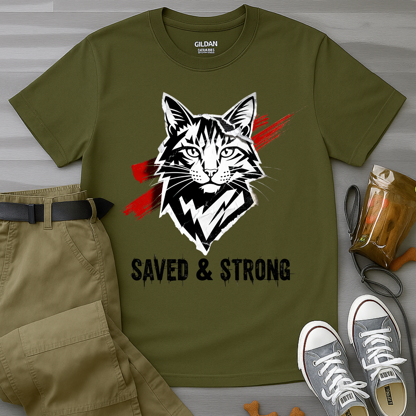 Punk Cat Saved And StrongT-Shirt