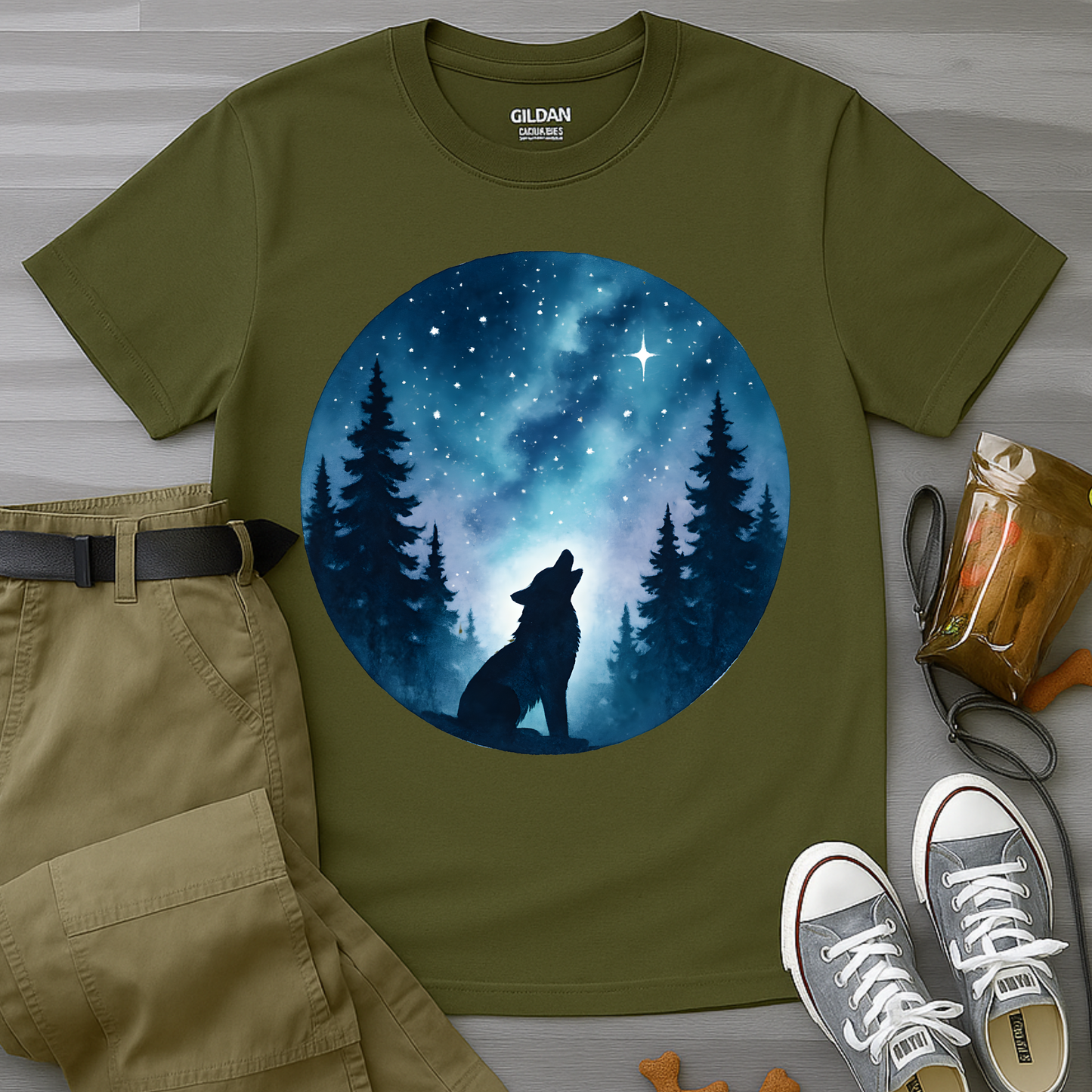 Howling Husky At The Stars T-Shirt