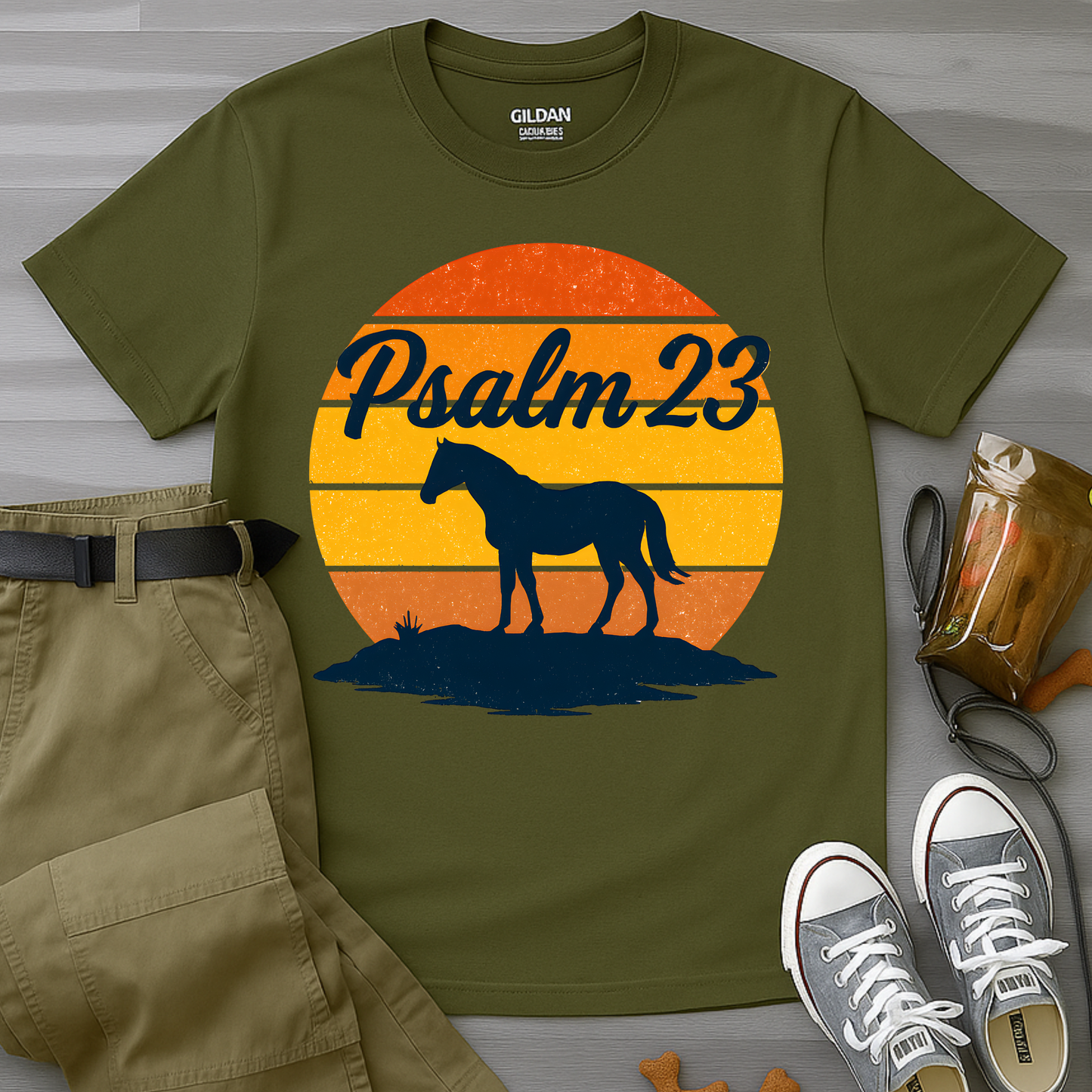Retro western-inspired horse Psalm 23 T-Shirt