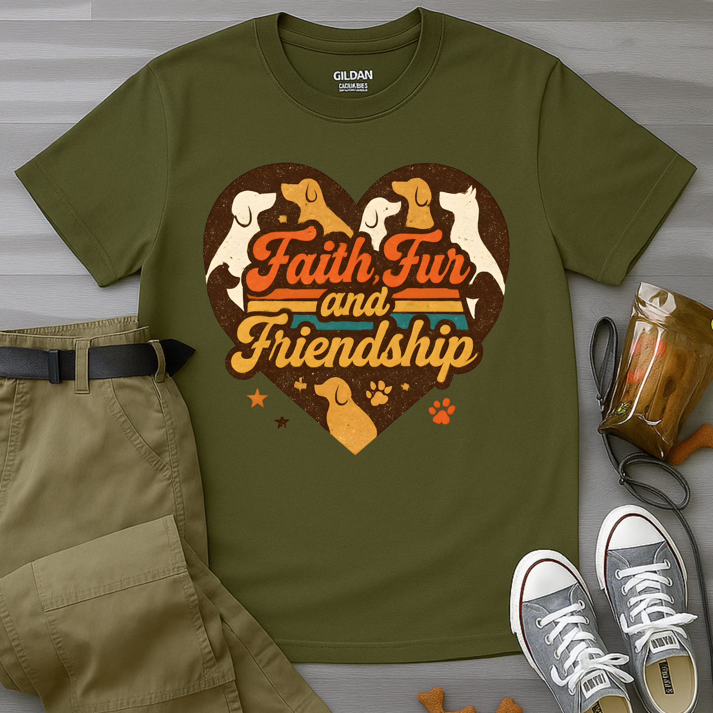 Faith Fur and Friendship Retro T-Shirt