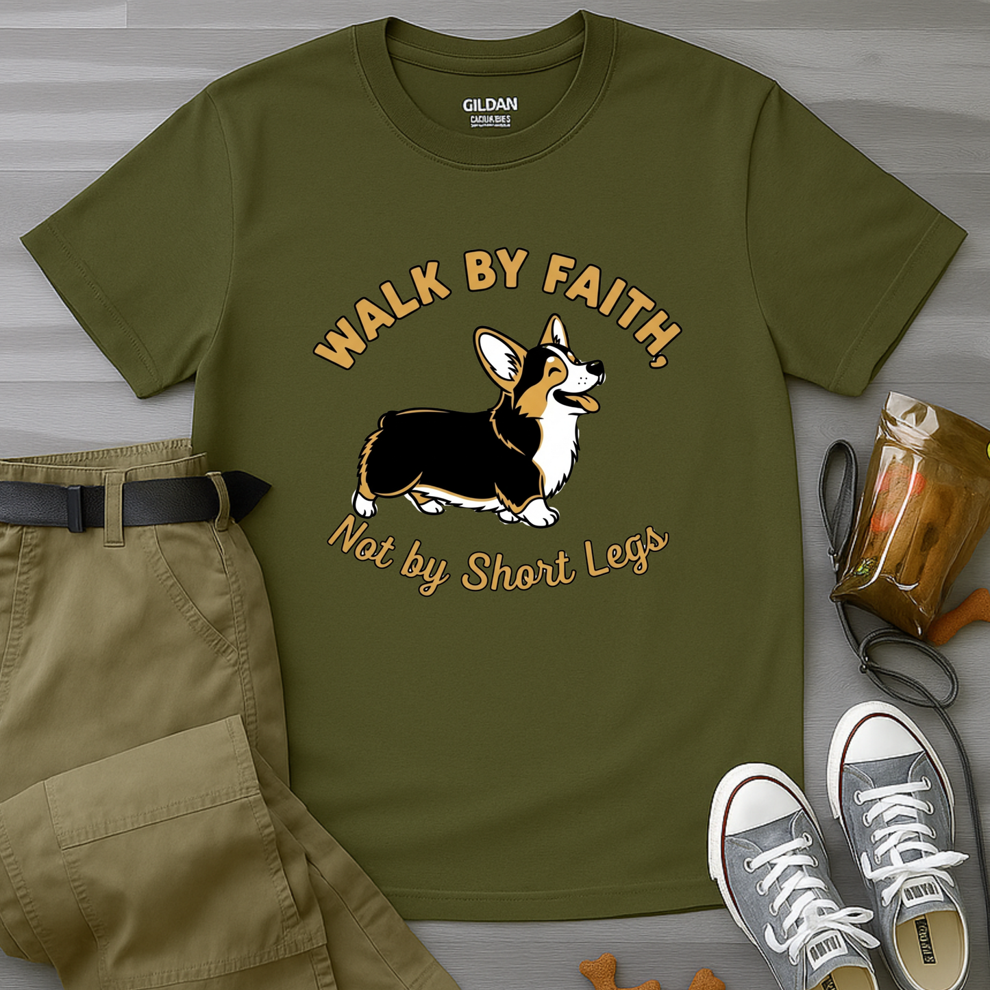 Walk By Faith Not By Short Legs Corgi T-Shirt