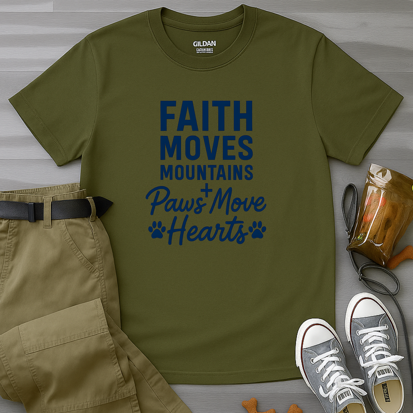 Faith Moves Mountains And Paws Moves Hearts T-Shirt