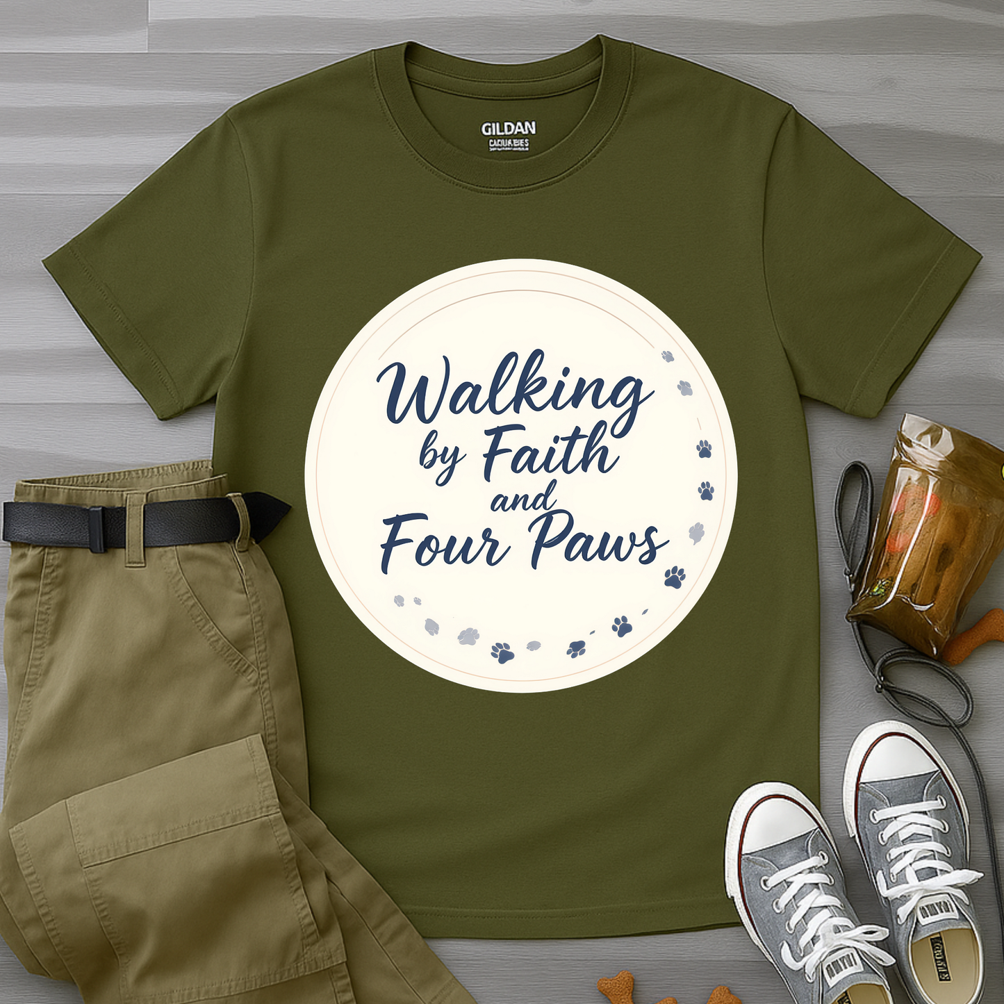 Walking By Faith And Four Paws T-Shirt
