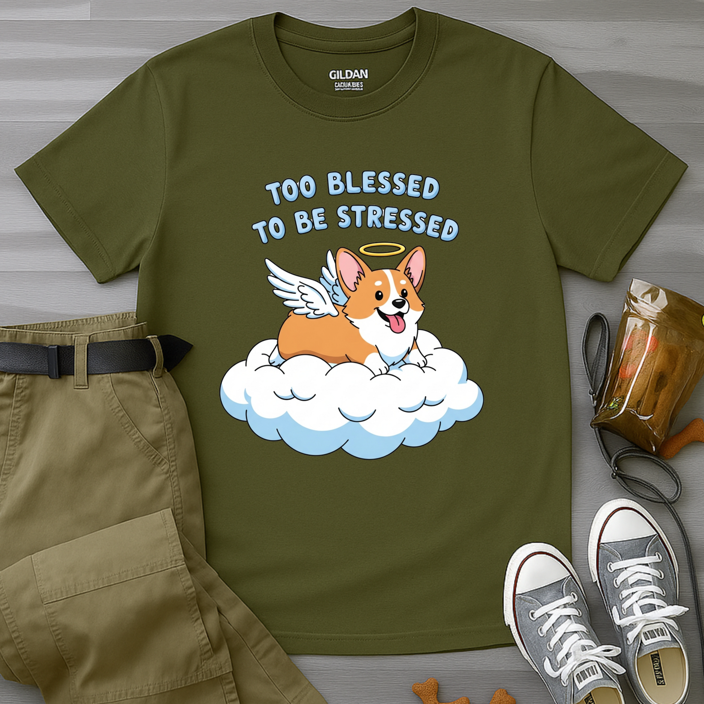 Too Blessed to Be Stressed Corgi T-Shirt