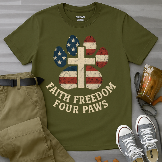 Faith Freedom And Four Paws T-Shirt