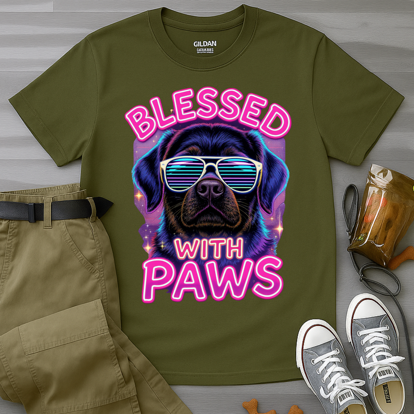 Blessed With Paws Neon T-Shirt