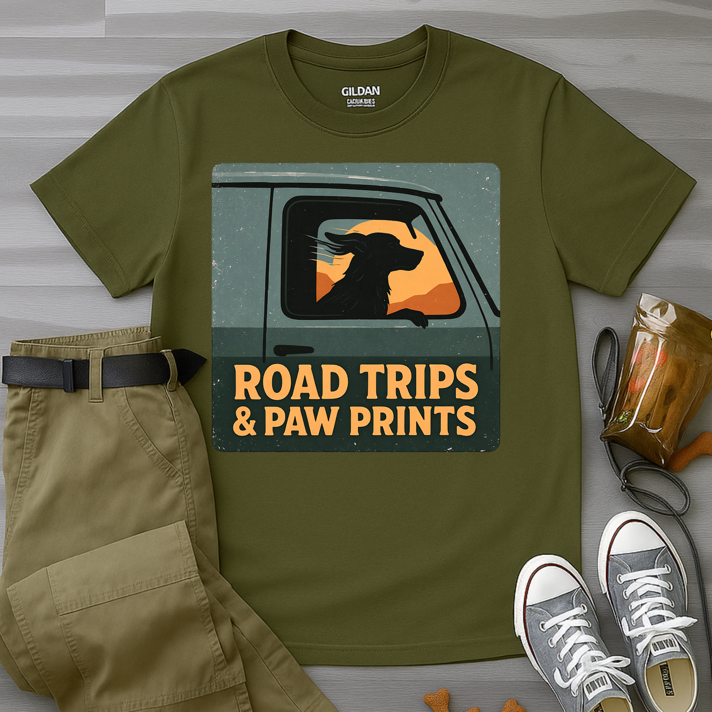 Road Trips And Paw Prints T-Shirt