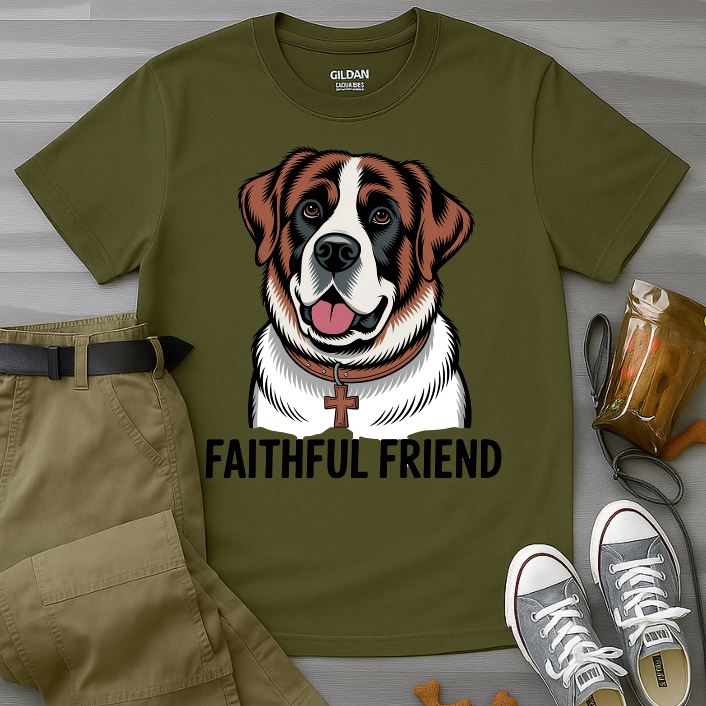 Saint Bernard Rescue Faith – 1950s Retro Dog T-Shirt