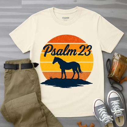Retro western-inspired horse Psalm 23 T-Shirt