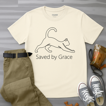 Saved By Grace Minimalist Cat T-Shirt