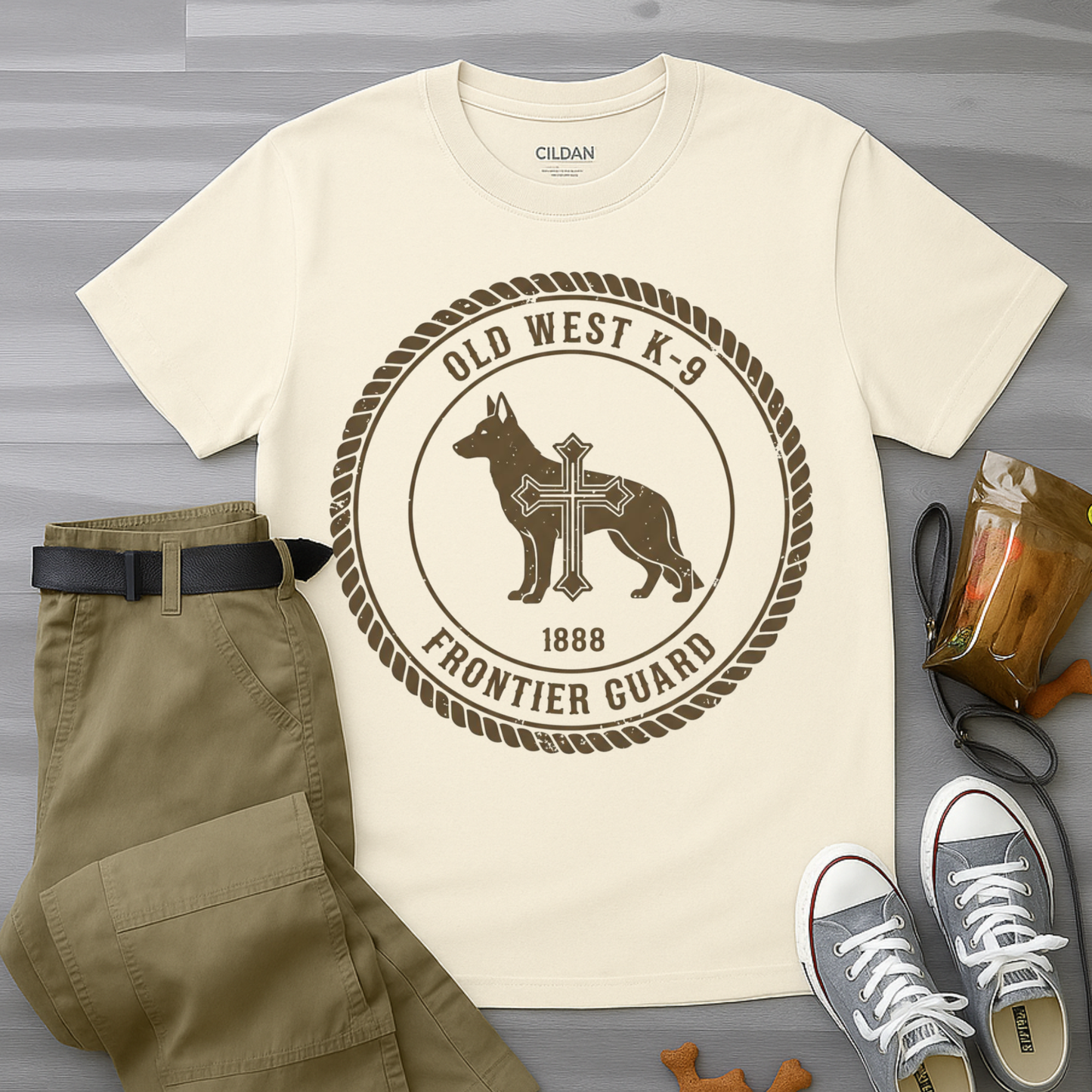 Western German Shepherd Cross – Rustic Vintage Dog T-Shirt