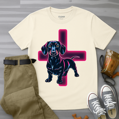 Neon Dachshund With CrossT-Shirt