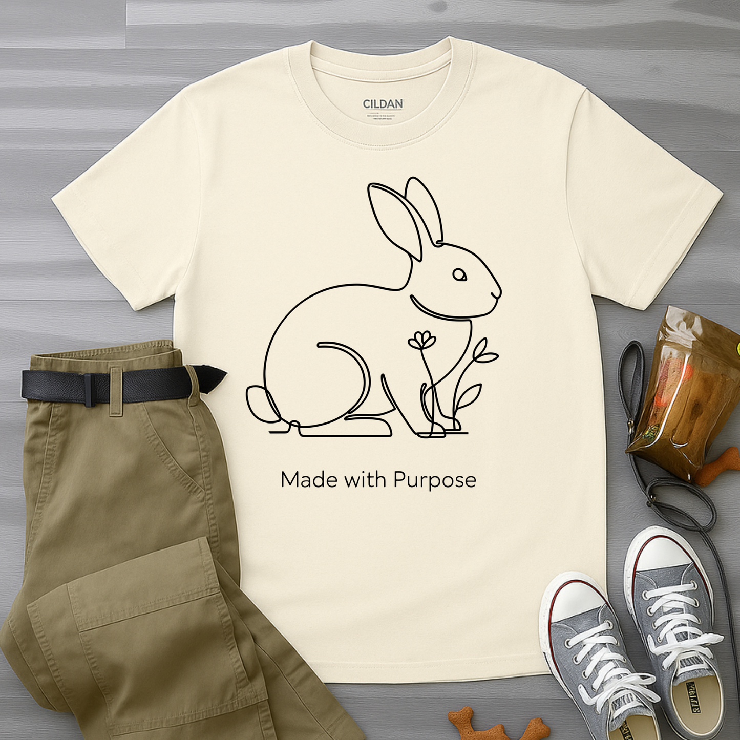 Made With Purpose Minimalist Rabbit T-Shirt
