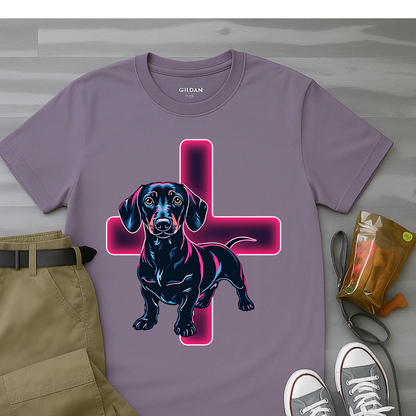 Neon Dachshund With CrossT-Shirt