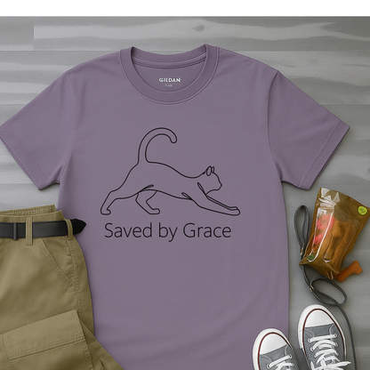 Saved By Grace Minimalist Cat T-Shirt