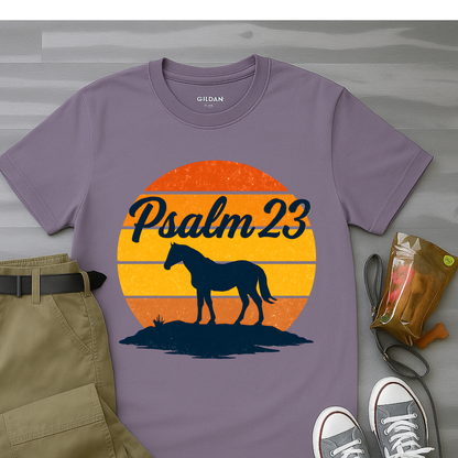 Retro western-inspired horse Psalm 23 T-Shirt