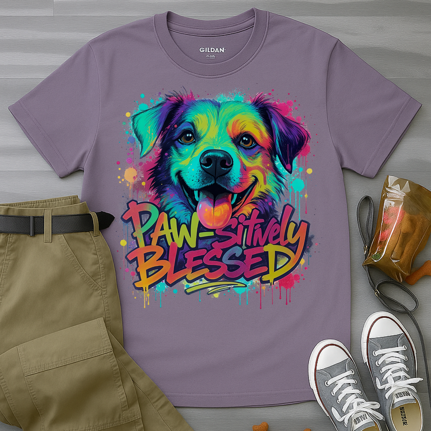 Paw-sitively Blessed Paint Dog T-Shirt